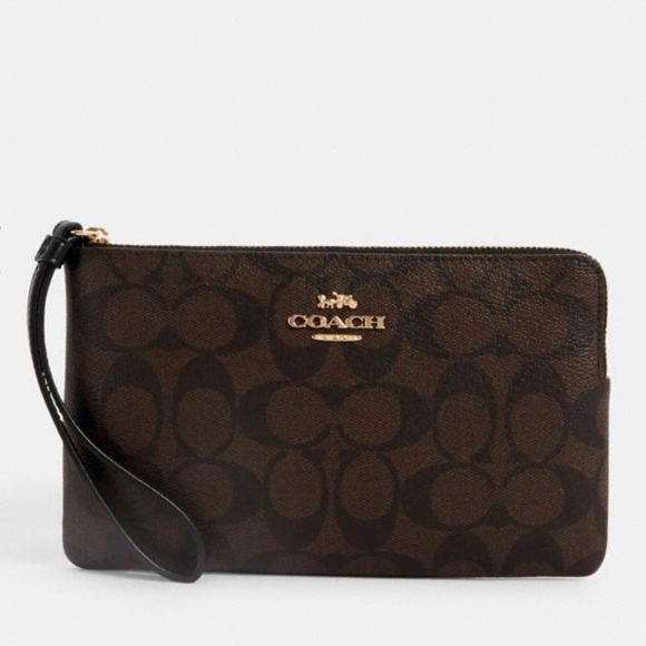 Coach Large Corner Zip Wristlet Signature Canvas - Picture 6 of 9